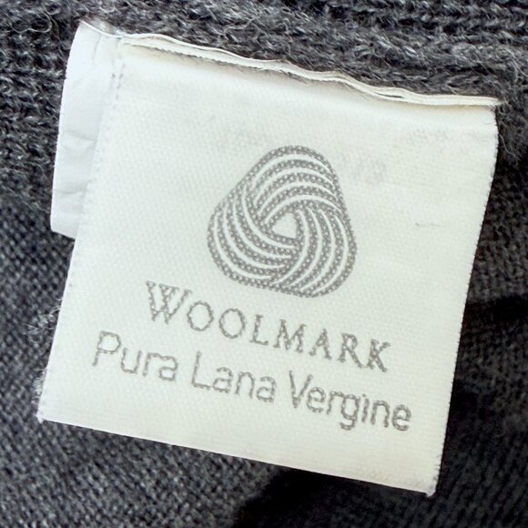 BEAU BRUMMEL Mens Wool Sweater S/m Italian Merino Gray 1/4 Zip Brown Suede - Picture 9 of 11